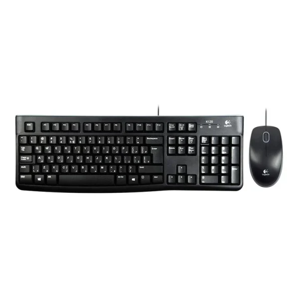 کیبورد و ماوس لاجیتک مدل MK120 با سوییچ ممبران، Full Size، پایههای قابل تنظیم، حروف حک شده فارسی